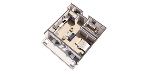 Floor plan for studio, 1 bath, 583 sqft
